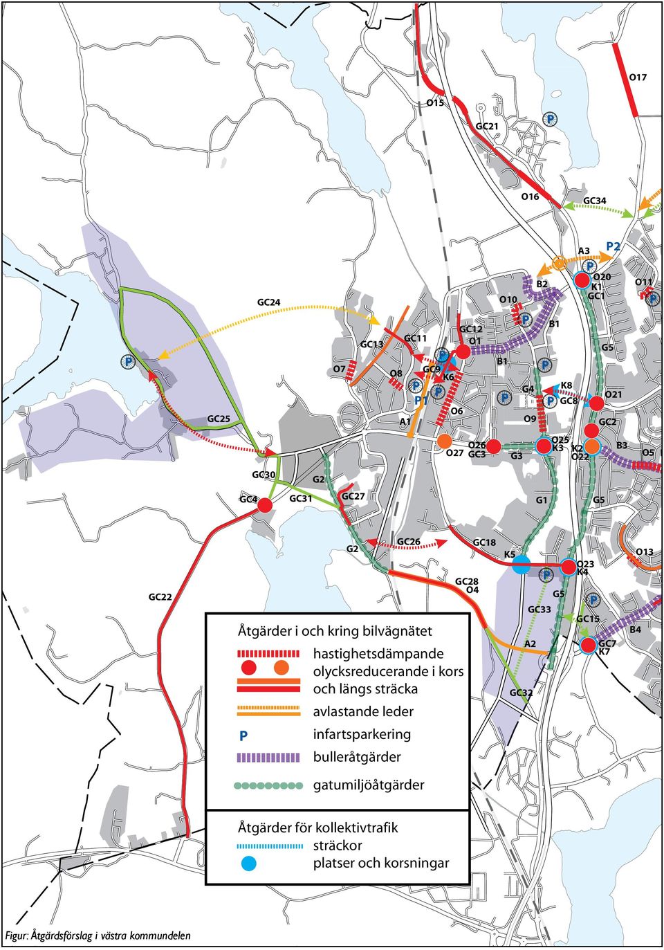 olycksreducerande i kors och längs sträcka avlastande leder infartsparkering bulleråtgärder GC18 K5 G5 GC33 A2 GC32 O23 K4 GC15 GC7 K7