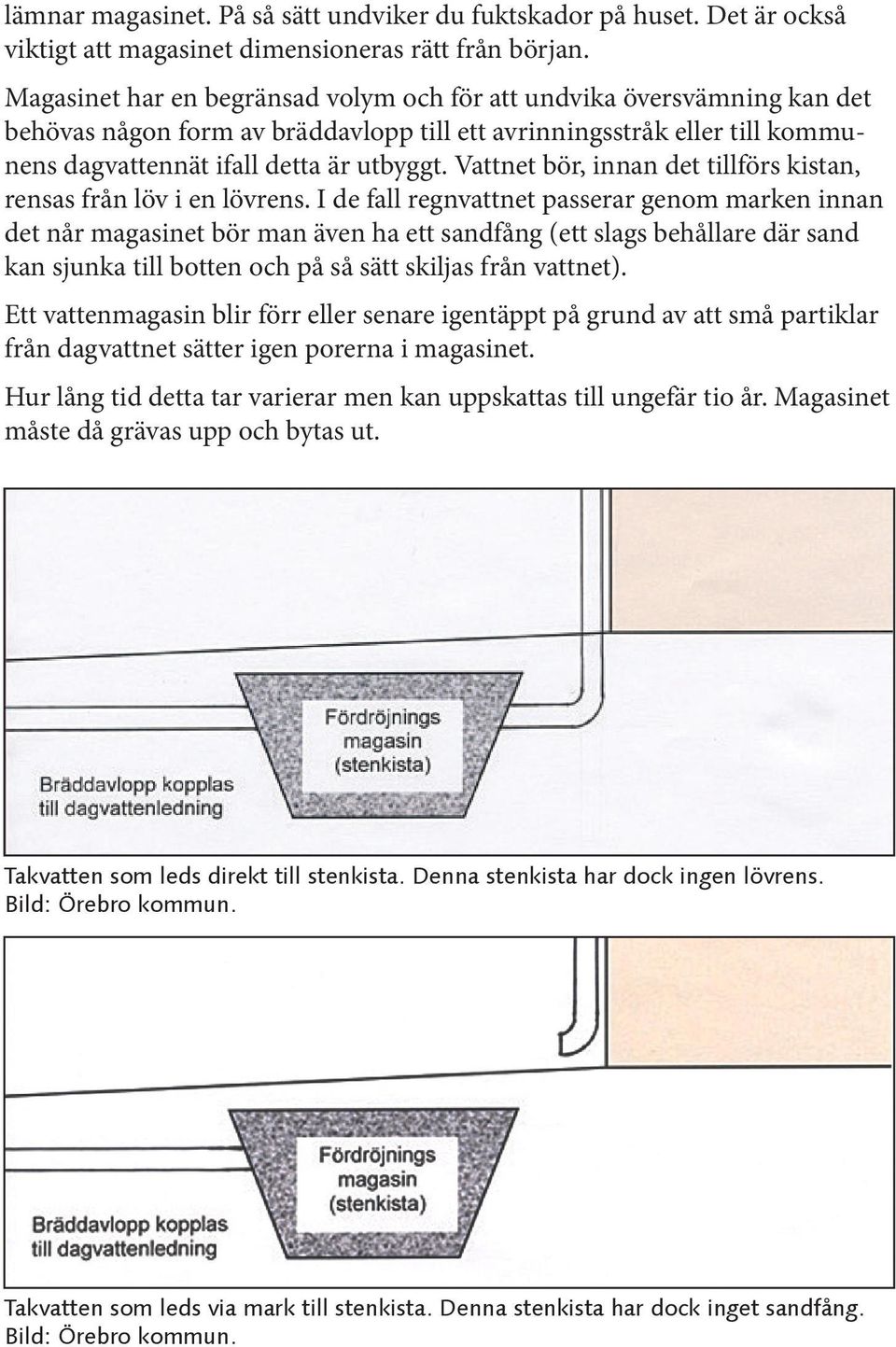 Vattnet bör, innan det tillförs kistan, rensas från löv i en lövrens.