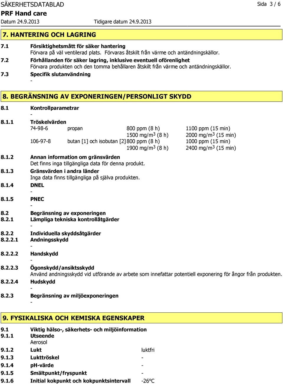 Kontrollparametrar 8.1.