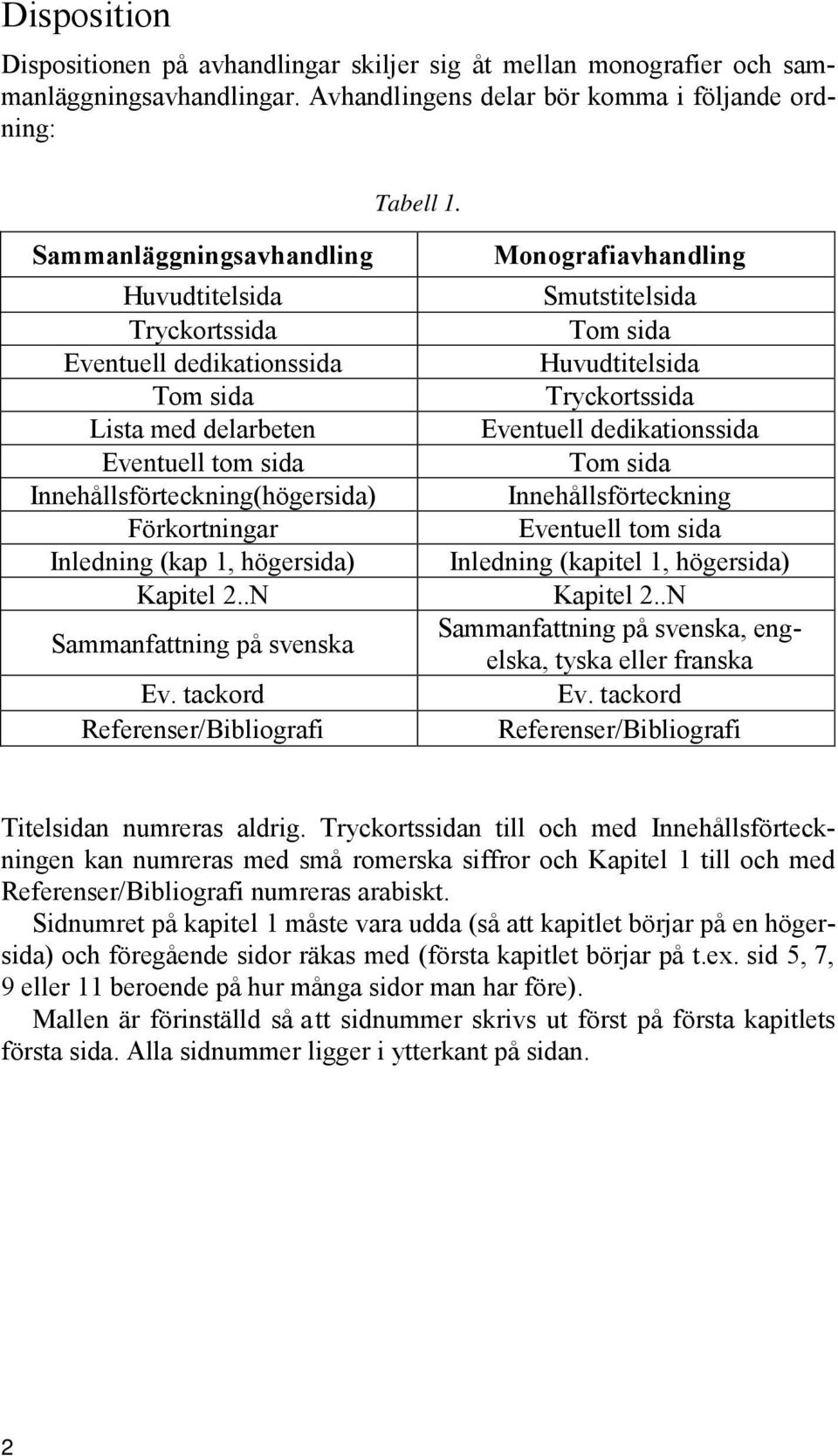 högersida) Kapitel 2..N Sammanfattning på svenska Ev.