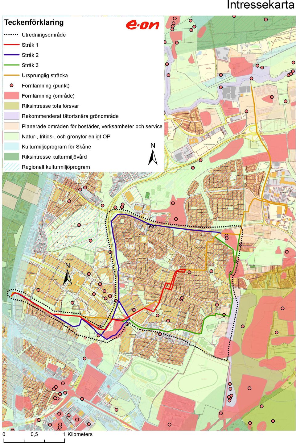 grönområde Planerade områden för bostäder, verksamheter och service Natur-, fritids-, och grönytor