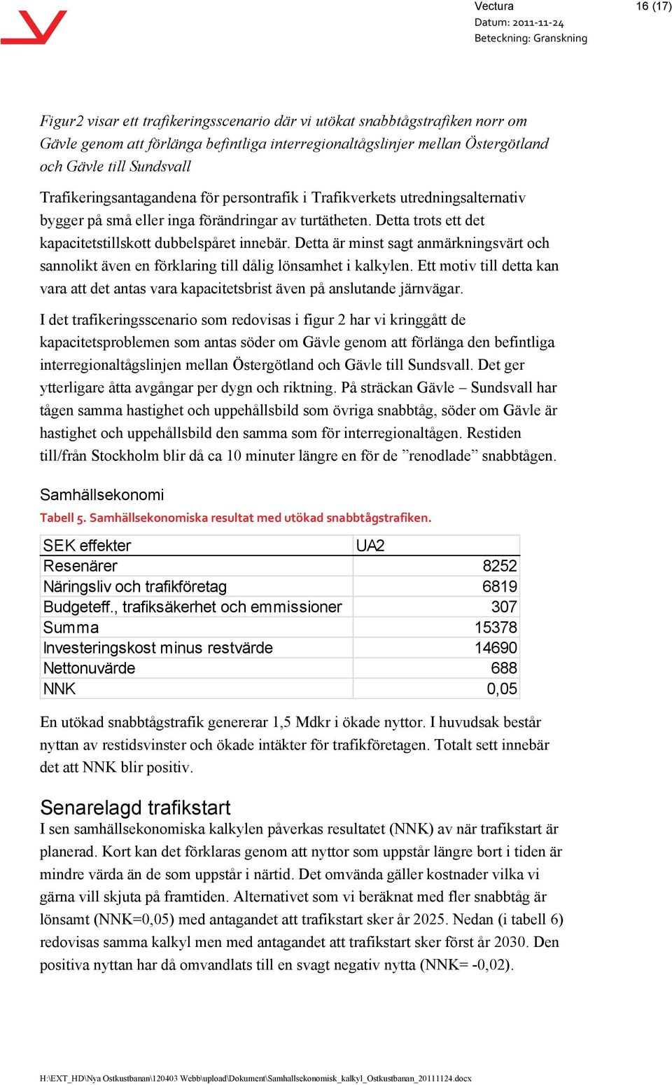 Detta är minst sagt anmärkningsvärt och sannolikt även en förklaring till dålig lönsamhet i kalkylen. Ett motiv till detta kan vara att det antas vara kapacitetsbrist även på anslutande järnvägar.