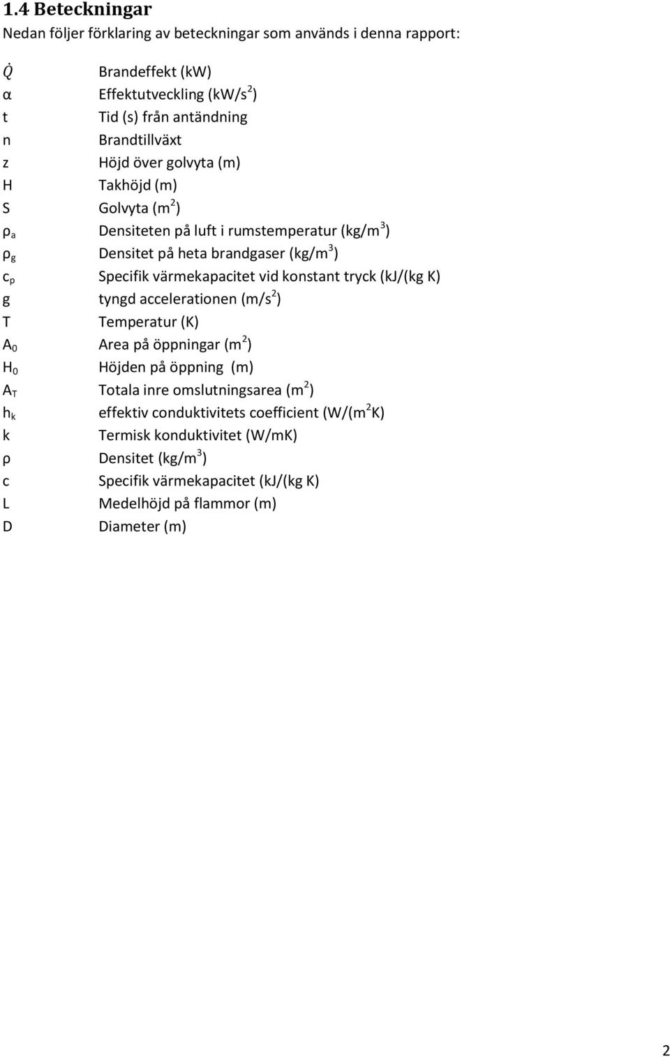 konstant tryck (kj/(kg K) g tyngd accelerationen (m/s 2 ) T Temperatur (K) A 0 Area på öppningar (m 2 ) H 0 Höjden på öppning (m) A T Totala inre omslutningsarea (m 2 ) h k