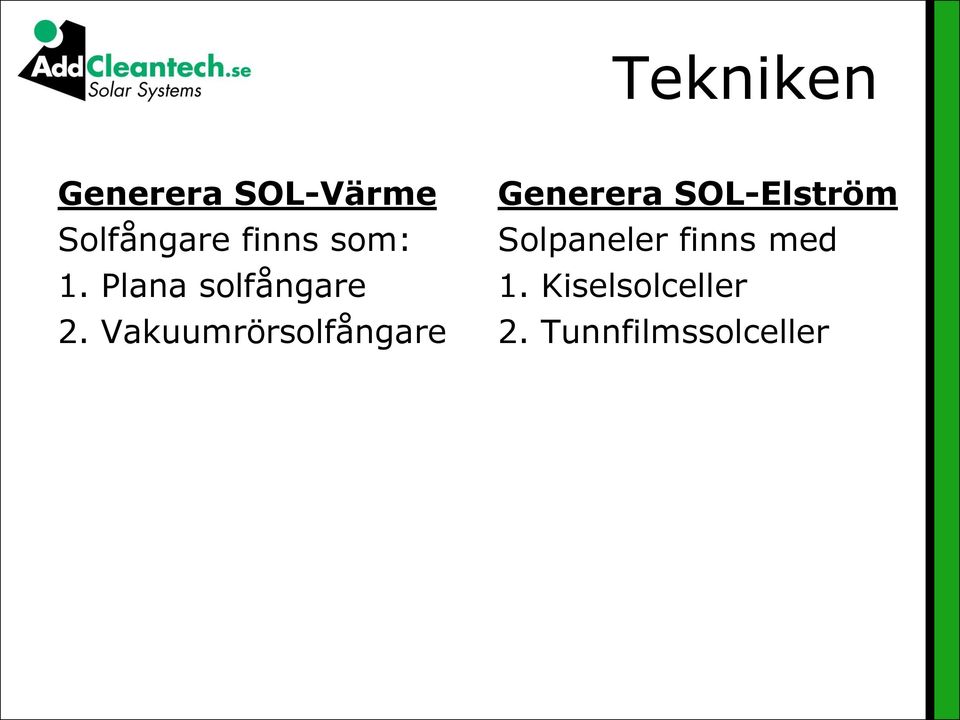 Vakuumrörsolfångare Generera SOL-Elström