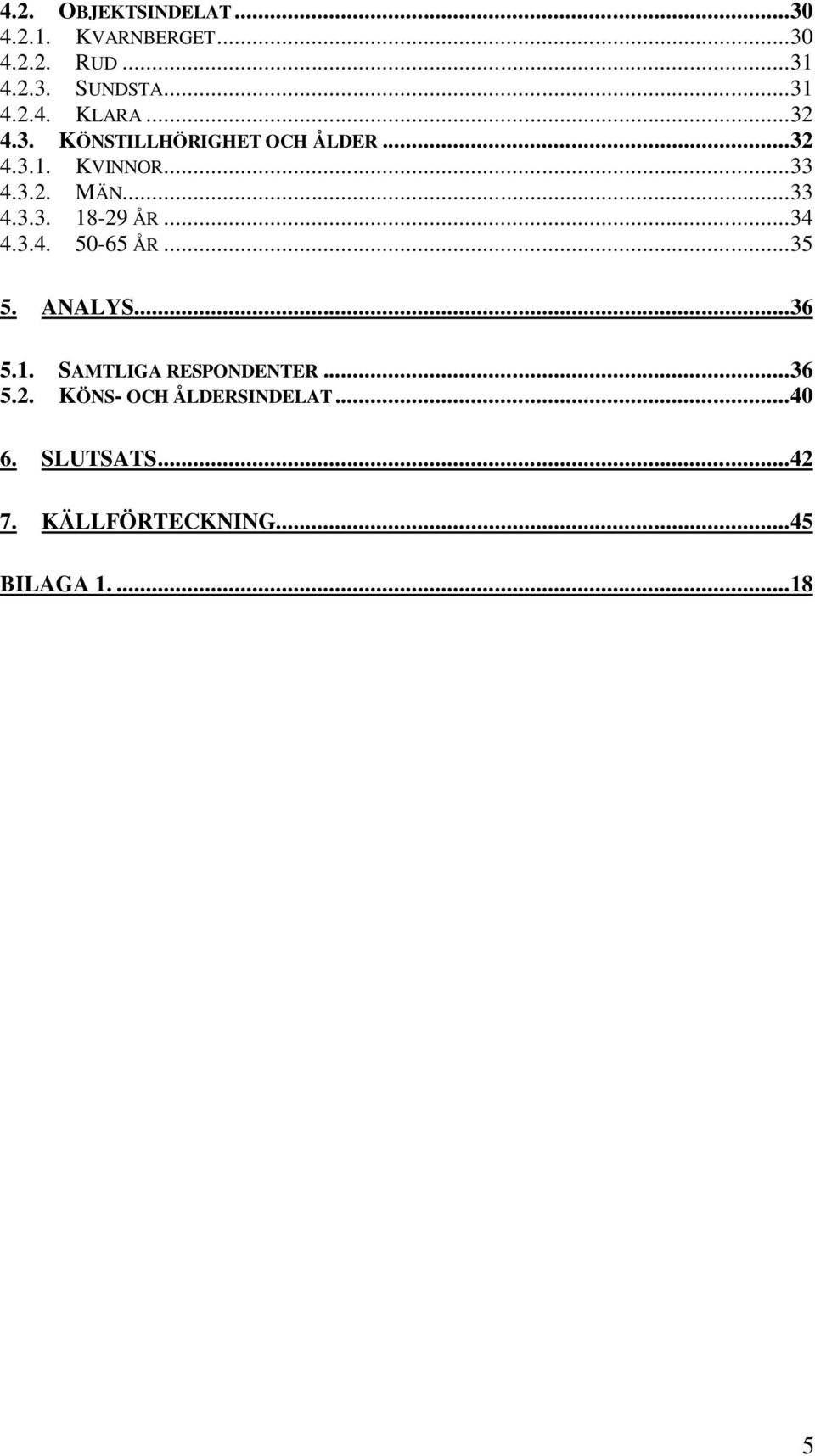 .. 34 4.3.4. 50-65 ÅR... 35 5. ANALYS... 36 5.1. SAMTLIGA RESPONDENTER... 36 5.2.