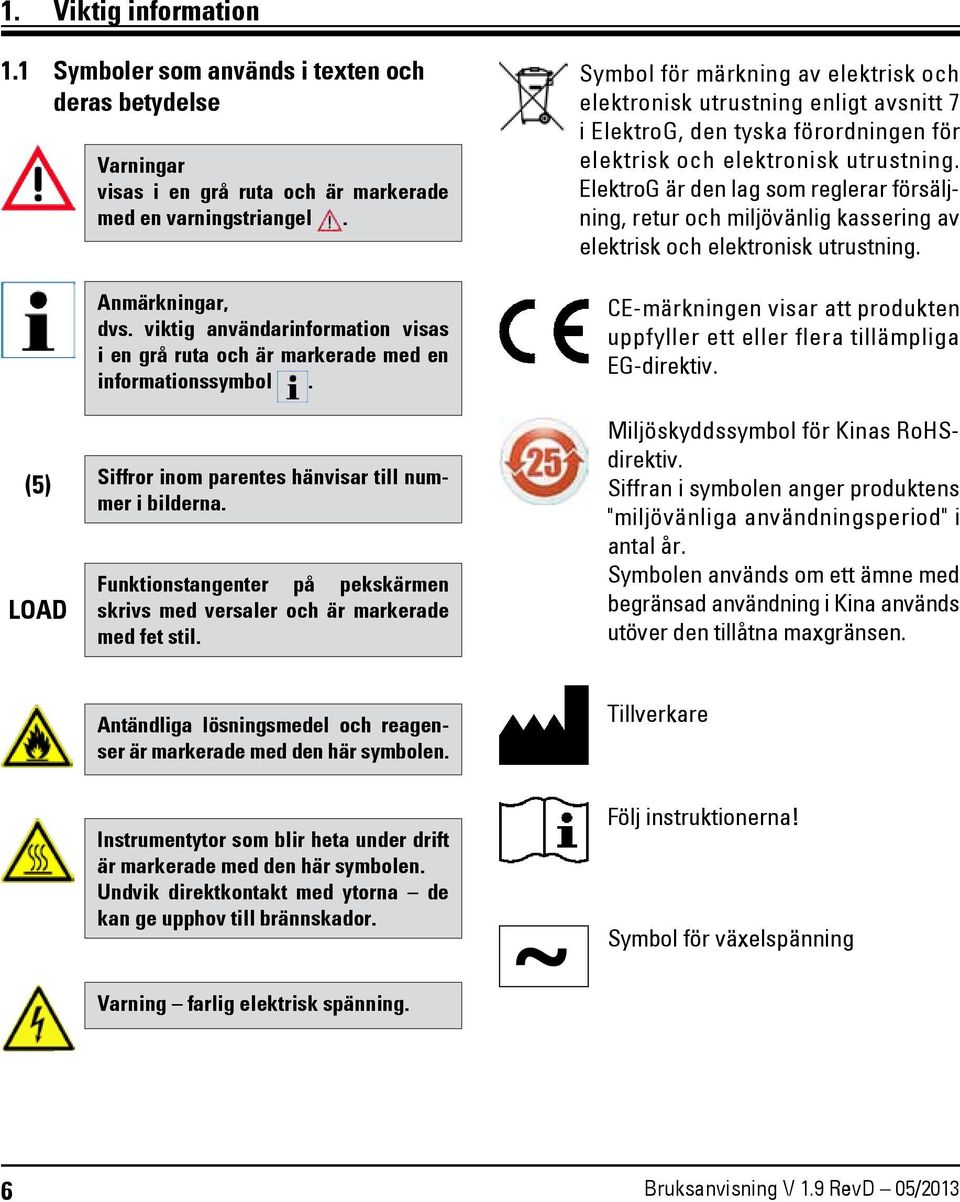 Symbol för märkning av elektrisk och elektronisk utrustning enligt avsnitt 7 i ElektroG, den tyska förordningen för elektrisk och elektronisk utrustning.