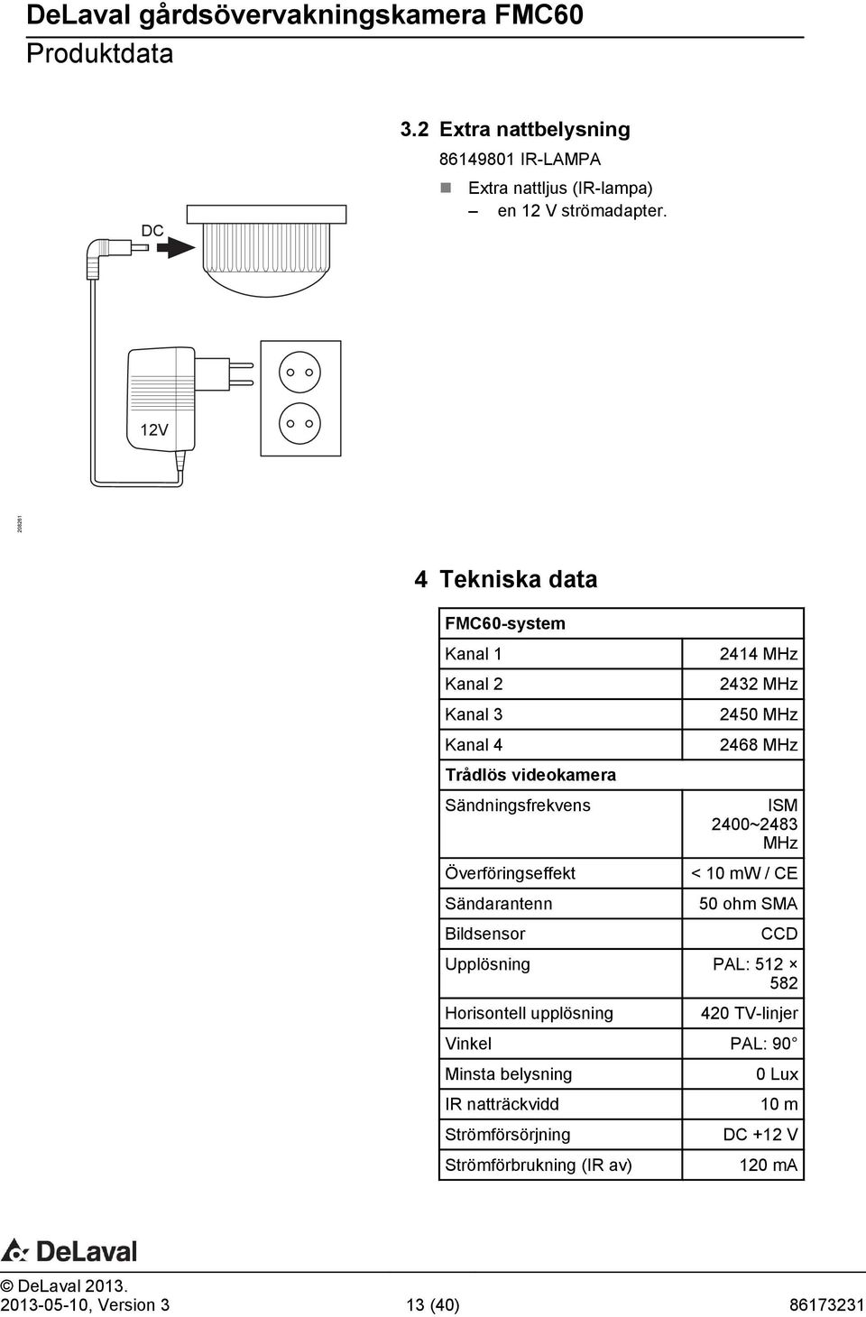 Sändarantenn Bildsensor 2414 MHz 2432 MHz 2450 MHz 2468 MHz ISM 2400~2483 MHz < 10 mw / CE 50 ohm SMA CCD Upplösning PAL: 512 582