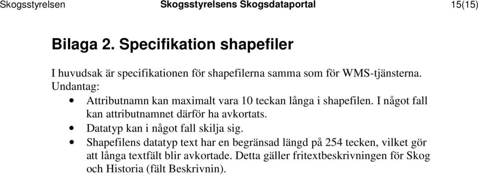 Undantag: Attributnamn kan maximalt vara 10 teckan långa i filen. I något fall kan namnet därför ha avkortats.