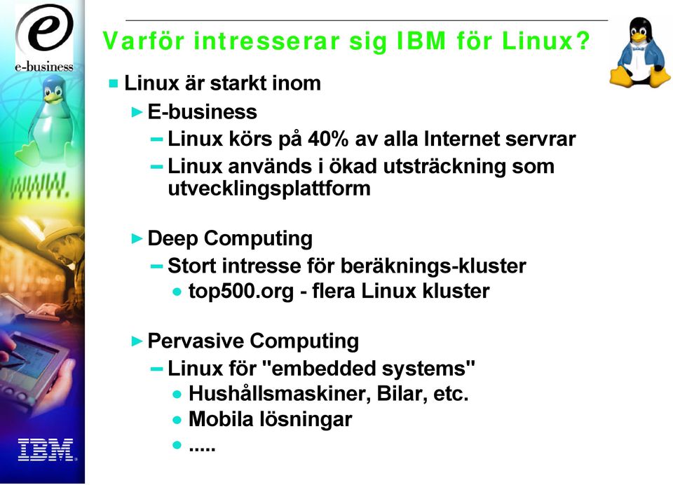 i ökad utsträckning som utvecklingsplattform Deep Computing Stort intresse för