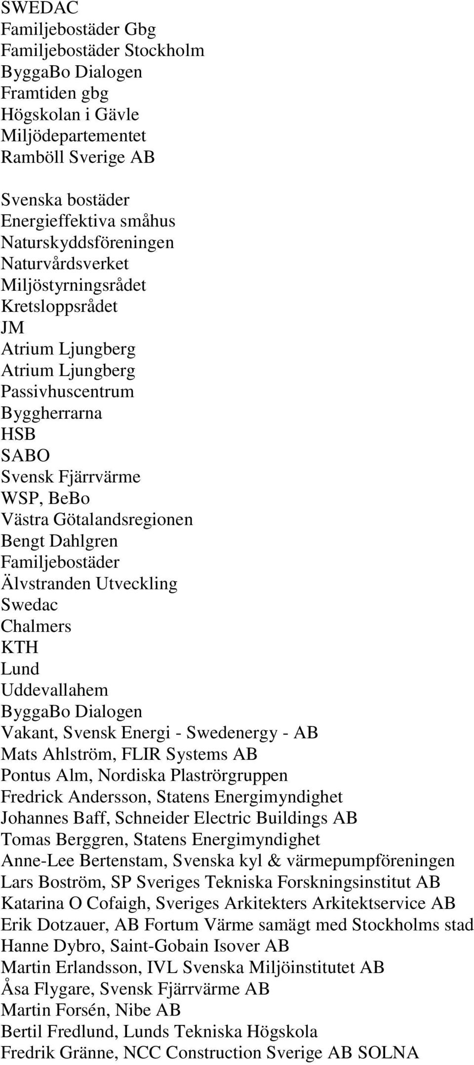 Götalandsregionen Bengt Dahlgren Familjebostäder Älvstranden Utveckling Swedac Chalmers KTH Lund Uddevallahem ByggaBo Dialogen Vakant, Svensk Energi - Swedenergy - AB Mats Ahlström, FLIR Systems AB