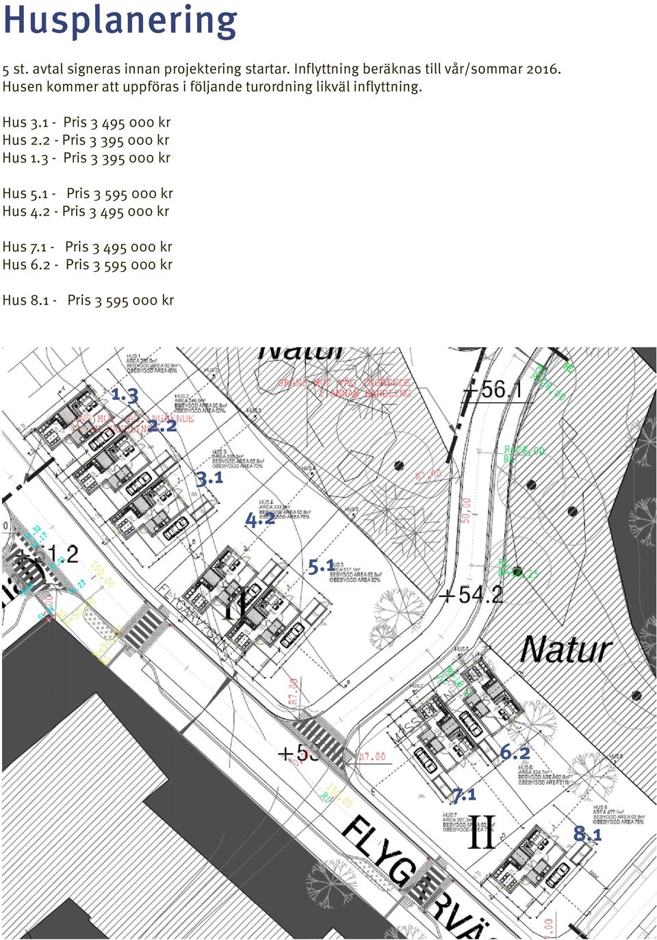 2 - Pris 3 395 000 kr Hus 1.3 - Pris 3 395 000 kr Hus 5.1 - Pris 3 595 000 kr Hus 4.