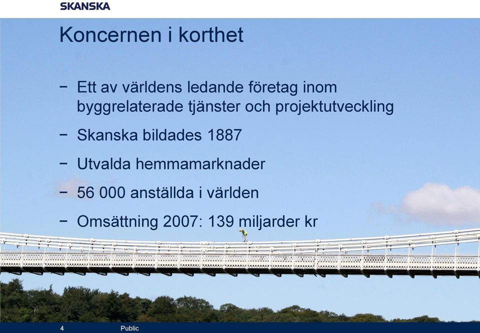 Skanska bildades 1887 Utvalda hemmamarknader 56 000