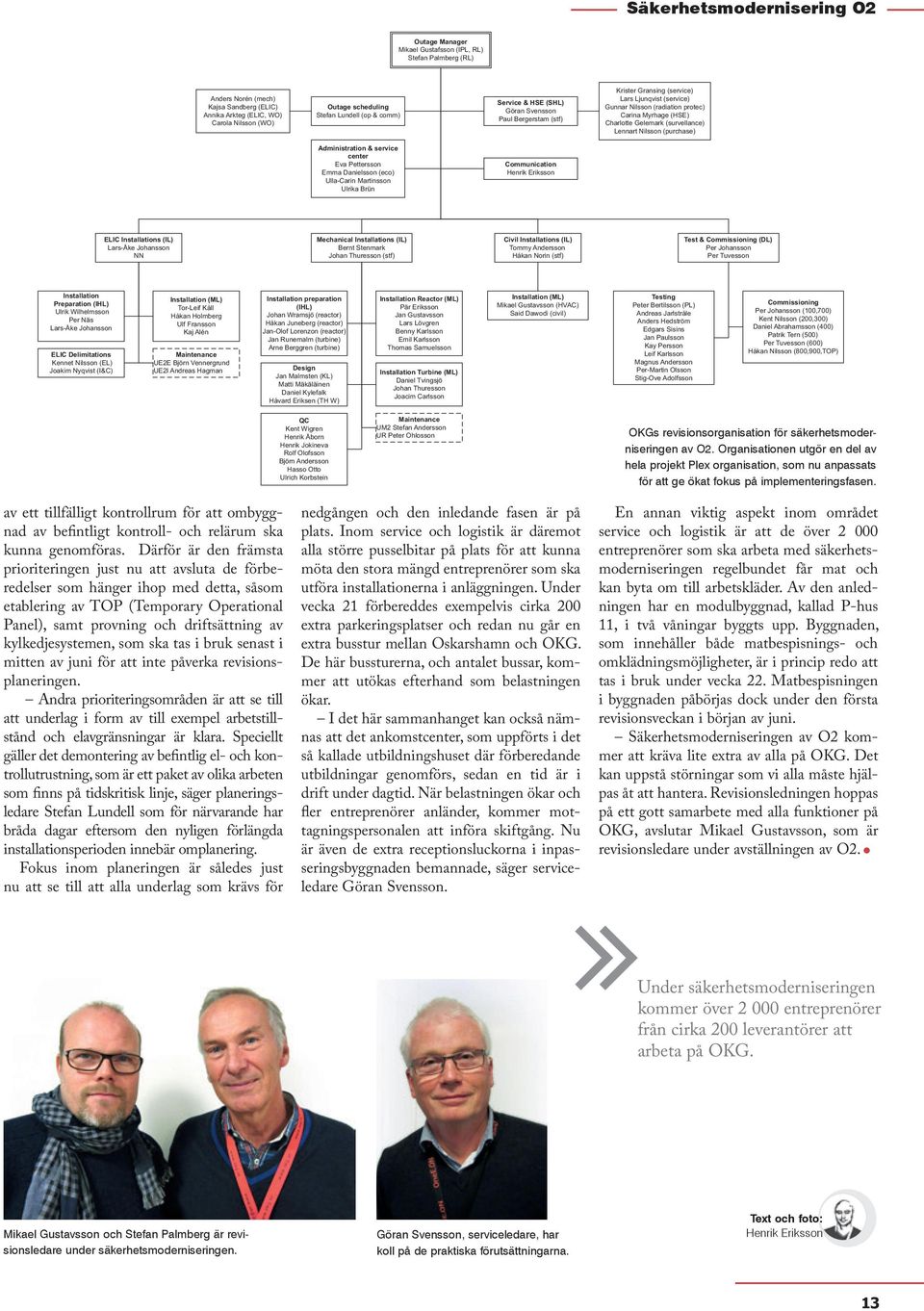 Charlotte Gelemark (survellance) Lennart Nilsson (purchase) Administration & service center Eva Pettersson Emma Danielsson (eco) Ulla-Carin Martinsson Ulrika Brün Communication Henrik Eriksson ELIC