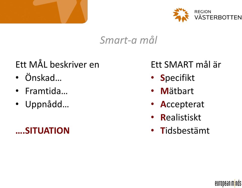 SITUATION Ett SMART mål är