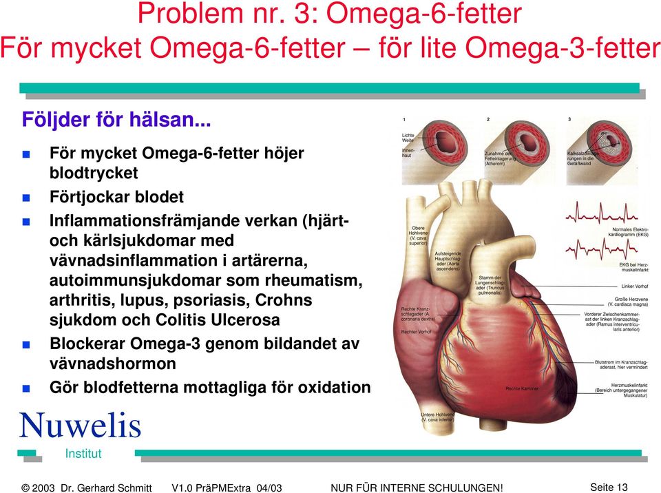 vävnadsinflammation i artärerna, autoimmunsjukdomar som rheumatism, arthritis, lupus, psoriasis, Crohns sjukdom och Colitis Ulcerosa