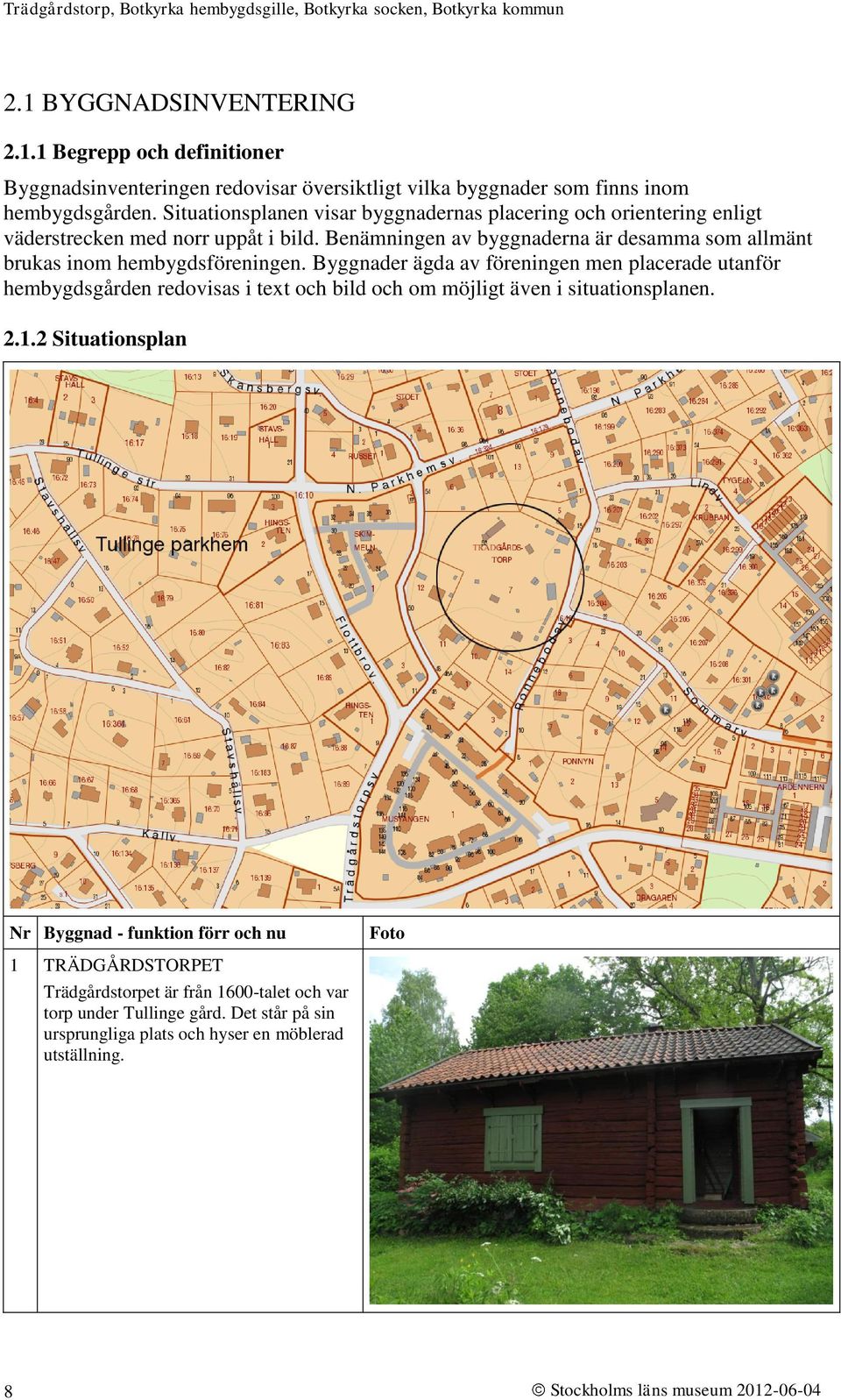 Benämningen av byggnaderna är desamma som allmänt brukas inom hembygdsföreningen.