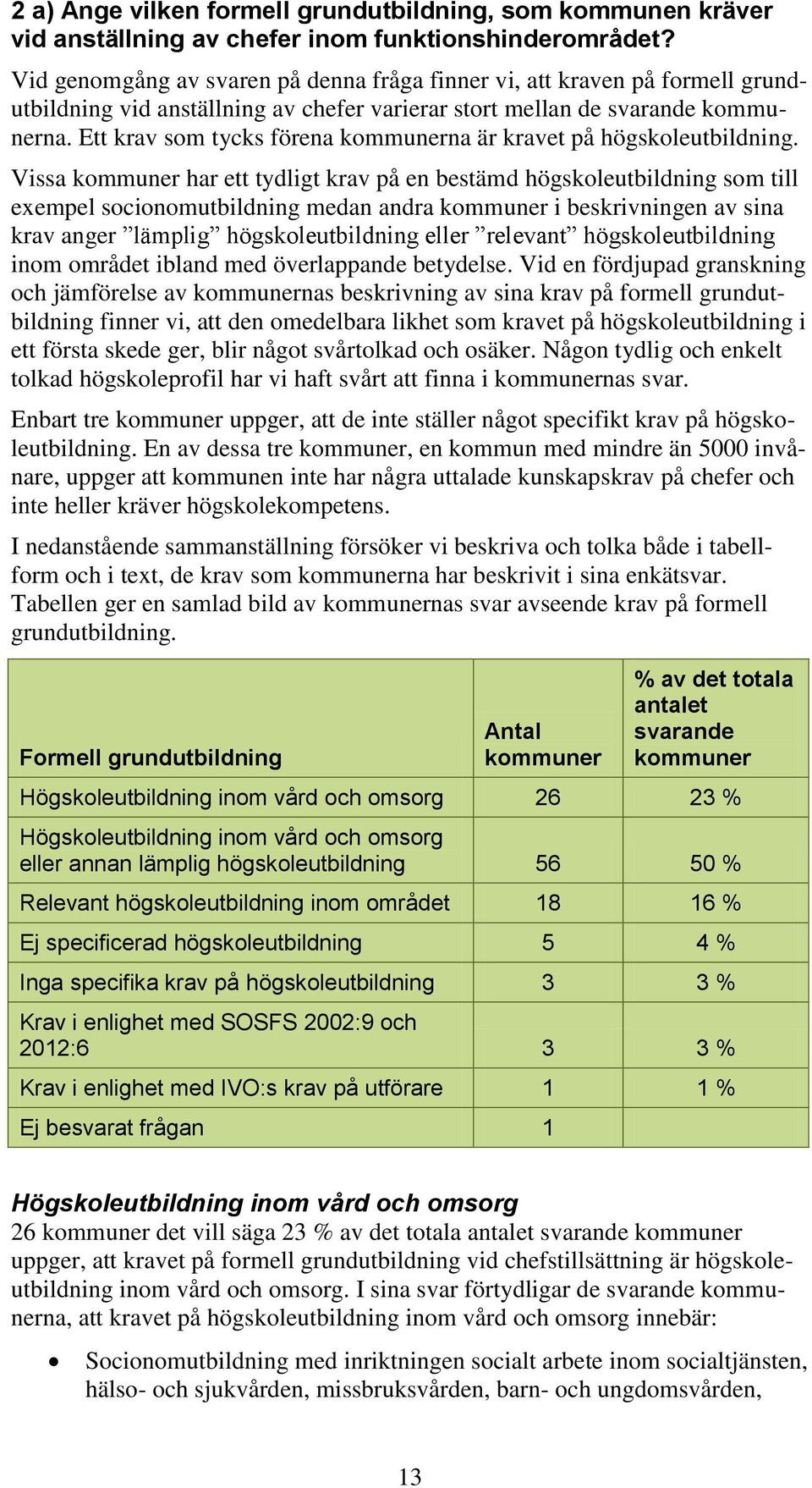 Ett krav som tycks förena kommunerna är kravet på högskoleutbildning.