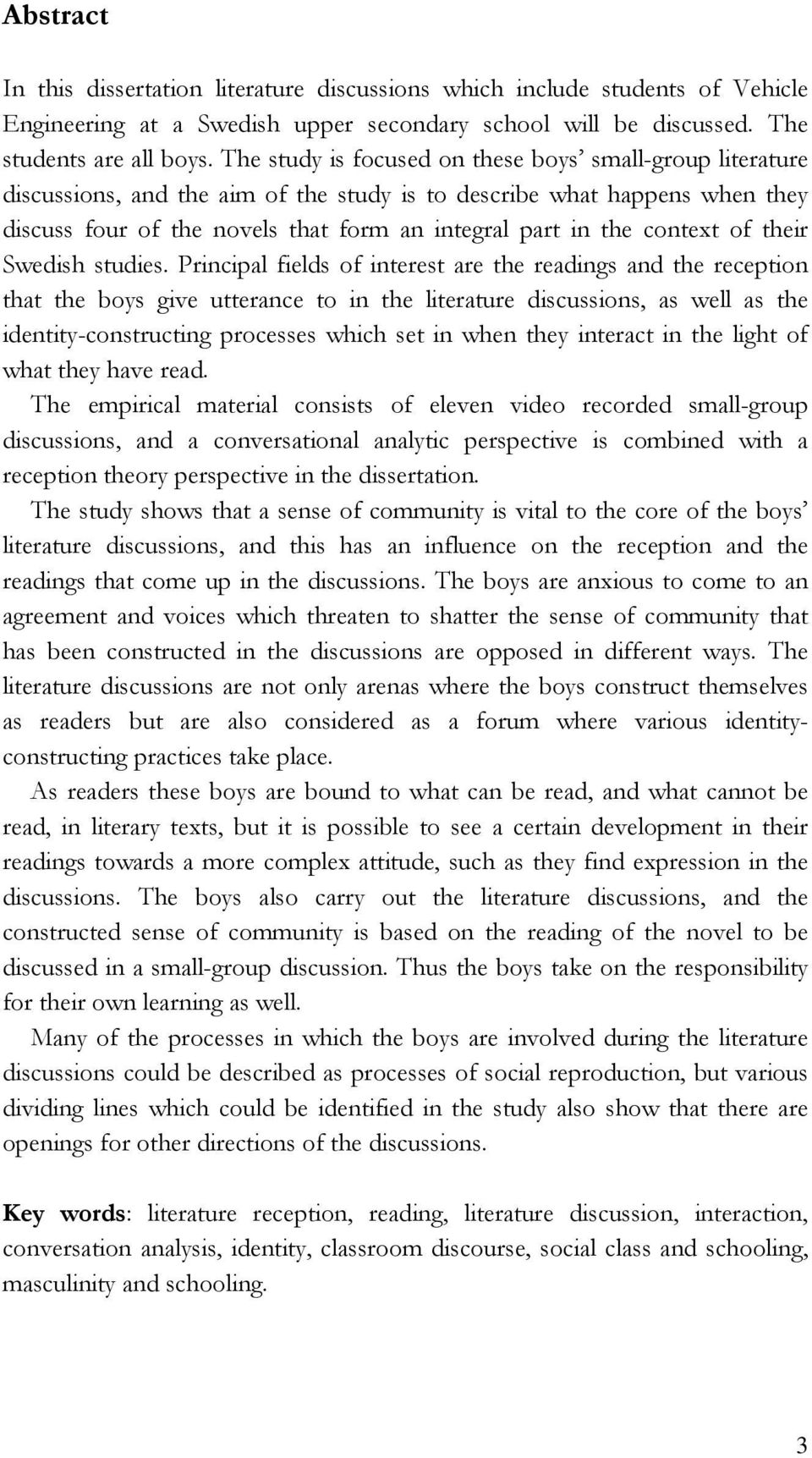 context of their Swedish studies.