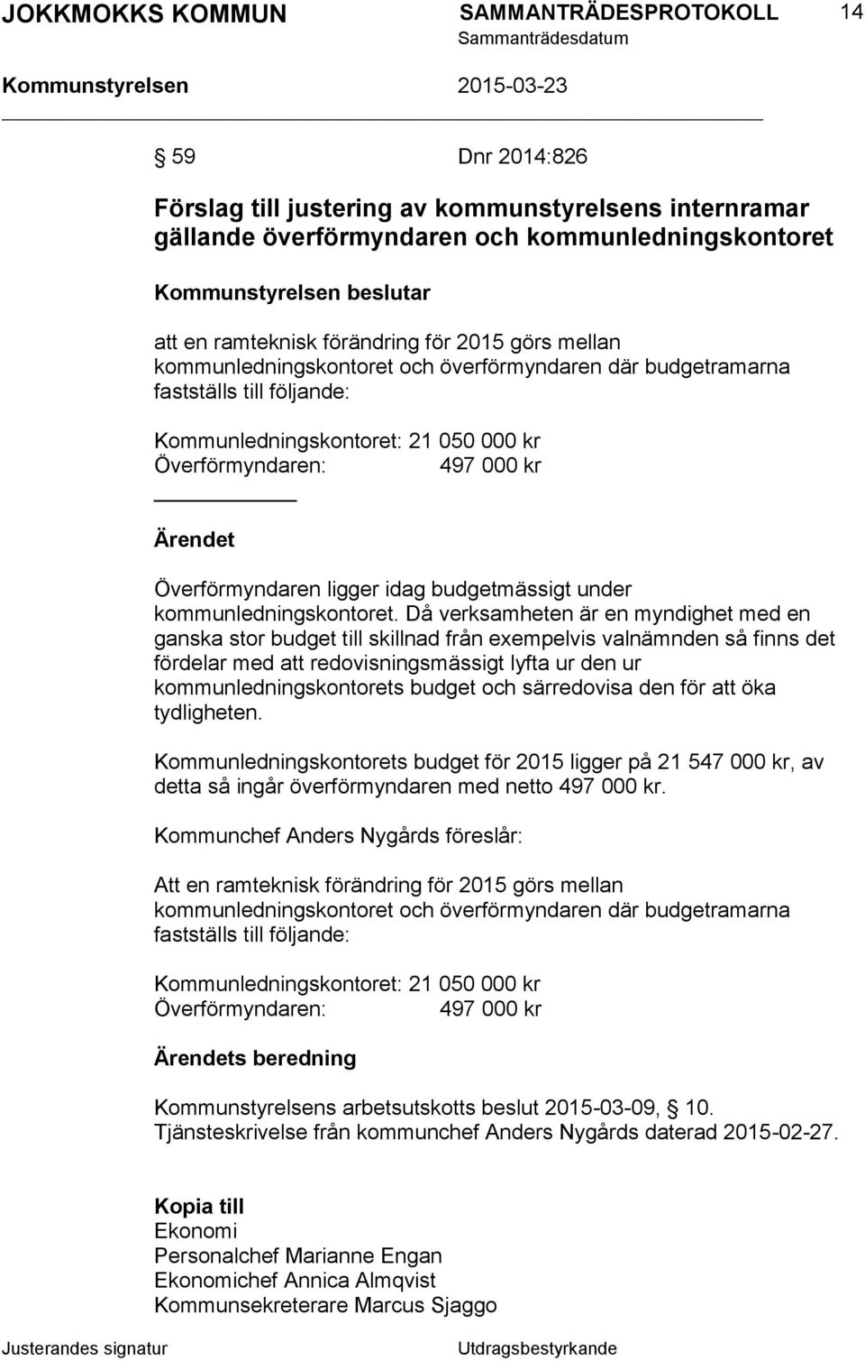 budgetmässigt under kommunledningskontoret.