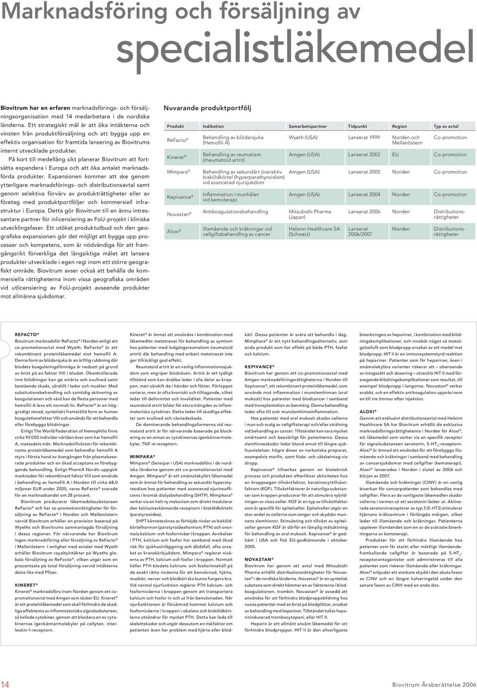 På kort till medellång sikt planerar Biovitrum att fortsätta expandera i Europa och att öka antalet marknadsförda produkter.