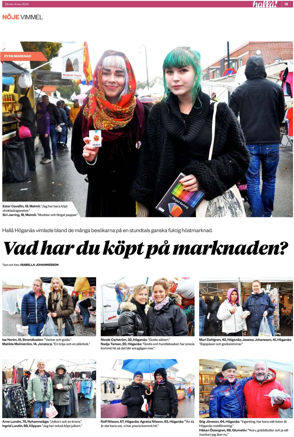 Text och foto: ISABELLA JOHANNESSON Isa Norén, 15, Strandbaden: Vantar och godis. Matilda Malmström, 14, Jonstorp: En tröja och en plånbok. Nicole Carlström, 22, Höganäs: Godis såklart.