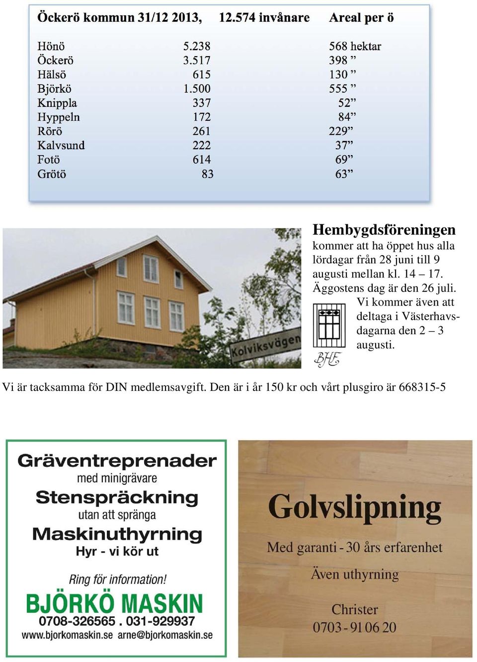 ha öppet hus alla lördagar från 28 juni till 9 augusti mellan kl. 14 17. Äggostens dag är den 26 juli.