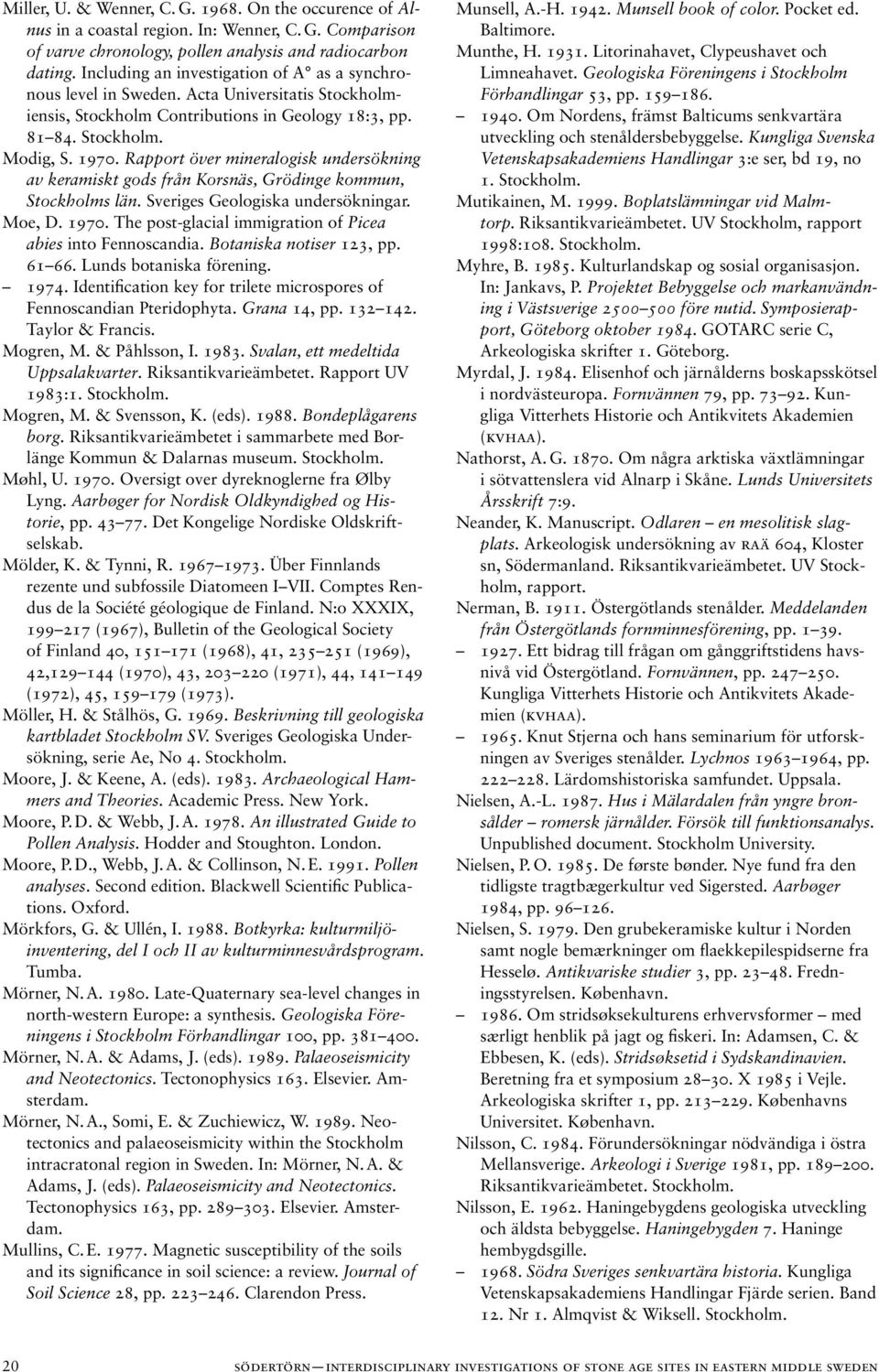 Rapport över mineralogisk undersökning av keramiskt gods från Korsnäs, Grödinge kommun, Stockholms län. Sveriges Geologiska undersökningar. Moe, D. 1970.