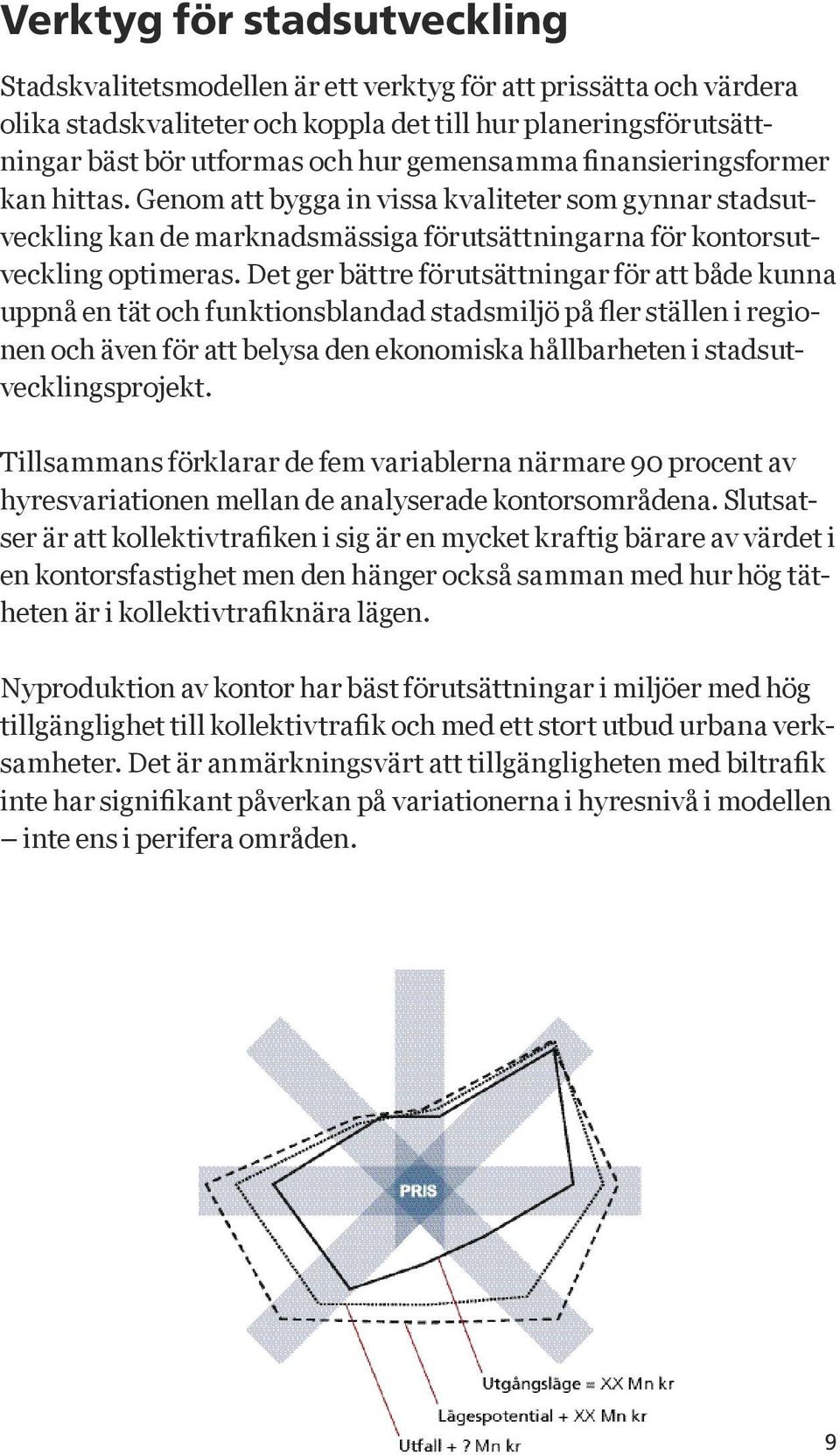 Det ger bättre förutsättningar för att både kunna uppnå en tät och funktionsblandad stadsmiljö på fler ställen i regionen och även för att belysa den ekonomiska hållbarheten i stadsutvecklingsprojekt.