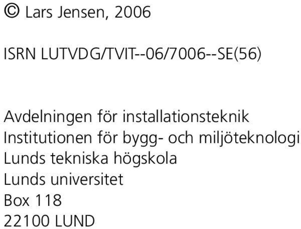 installationsteknik Institutionen för bygg-