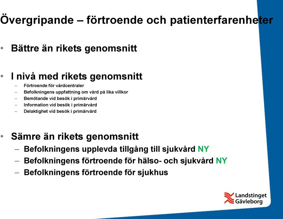 i primärvård Delaktighet vid besök i primärvård Befolkningens upplevda tillgång till