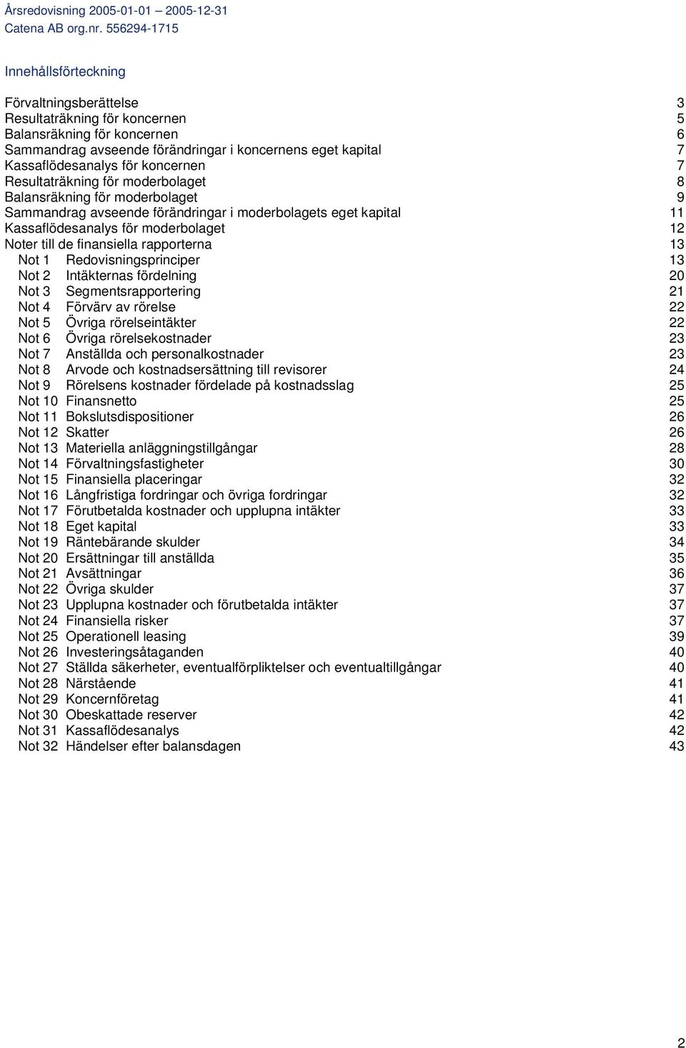 finansiella rapporterna 13 Not 1 Redovisningsprinciper 13 Not 2 Intäkternas fördelning 20 Not 3 Segmentsrapportering 21 Not 4 Förvärv av rörelse 22 Not 5 Övriga rörelseintäkter 22 Not 6 Övriga