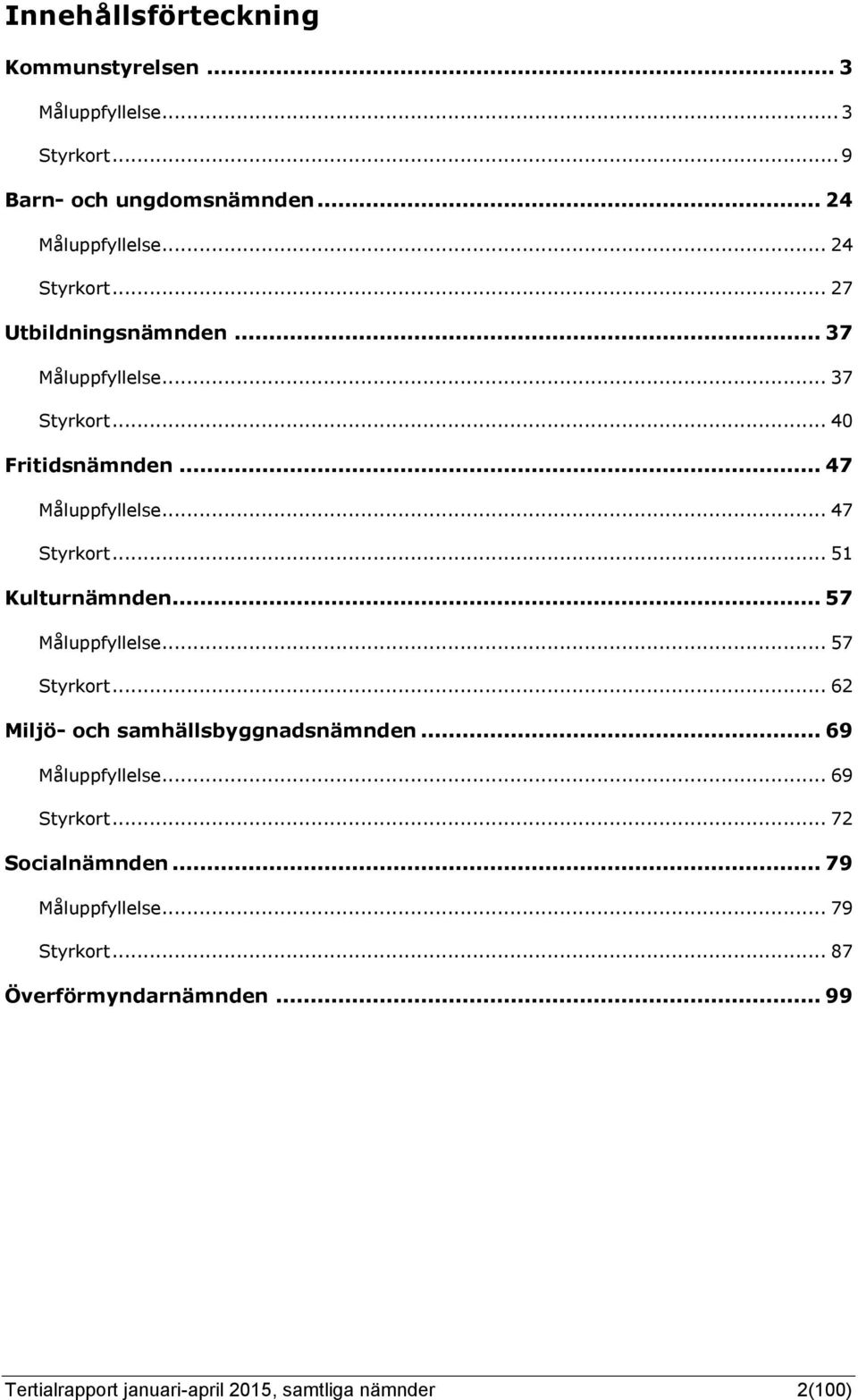 .. 51 Kulturnämnden... 57 Måluppfyllelse... 57 Styrkort... 62 Miljö- och samhällsbyggnadsnämnden... 69 Måluppfyllelse... 69 Styrkort.