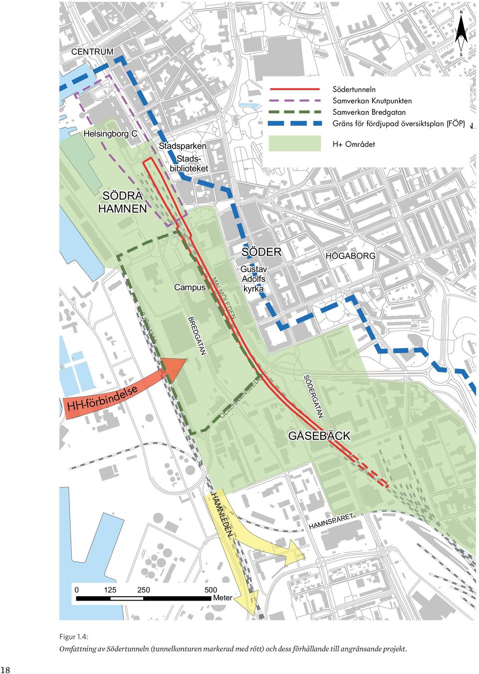 ÖLEDEN ÖLEDEN SJ SJ BREDGATAN HH-förbindelse OLJ OLJ EDEN EDEN SÖDERGATAN GÅSEBÄCK HAMNLEDEN HAMNSPÅRET 0 125 250 500