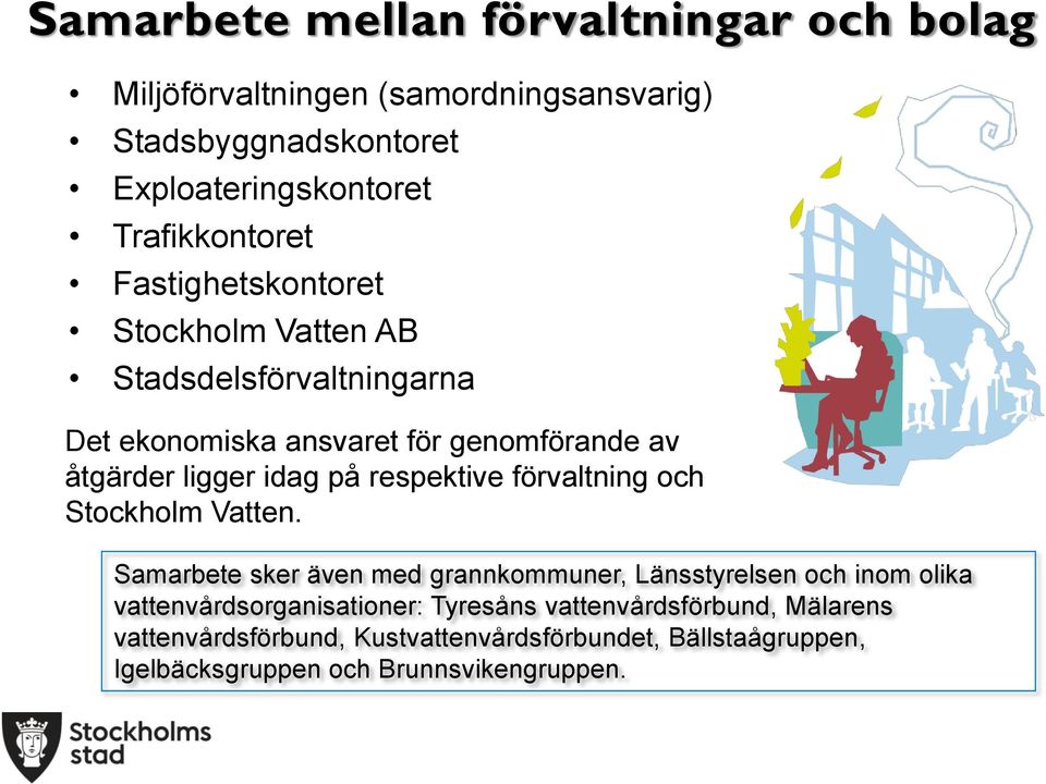 idag på respektive förvaltning och Stockholm Vatten.