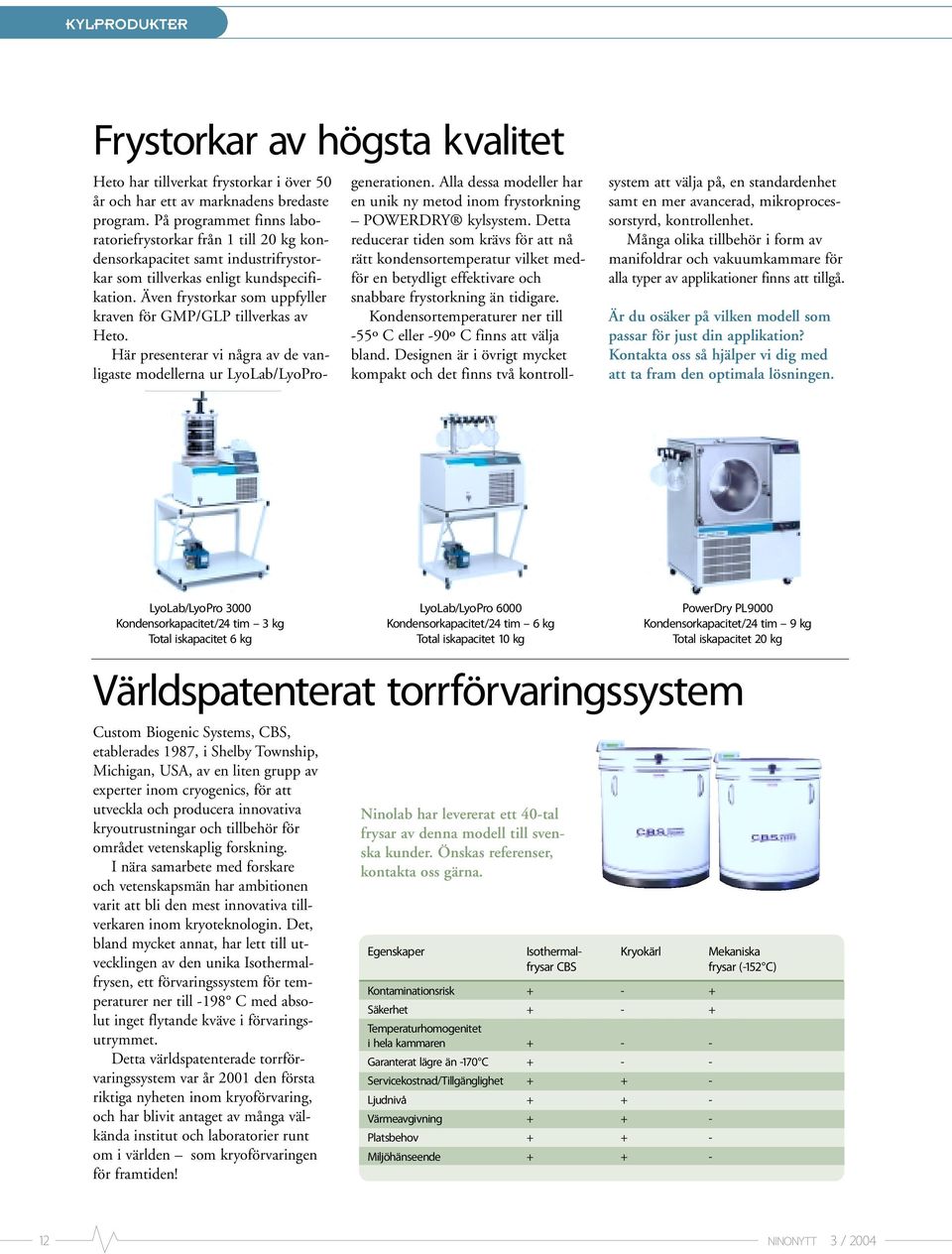 Även frystorkar som uppfyller kraven för GMP/GLP tillverkas av Heto. Här presenterar vi några av de vanligaste modellerna ur LyoLab/LyoProgenerationen.