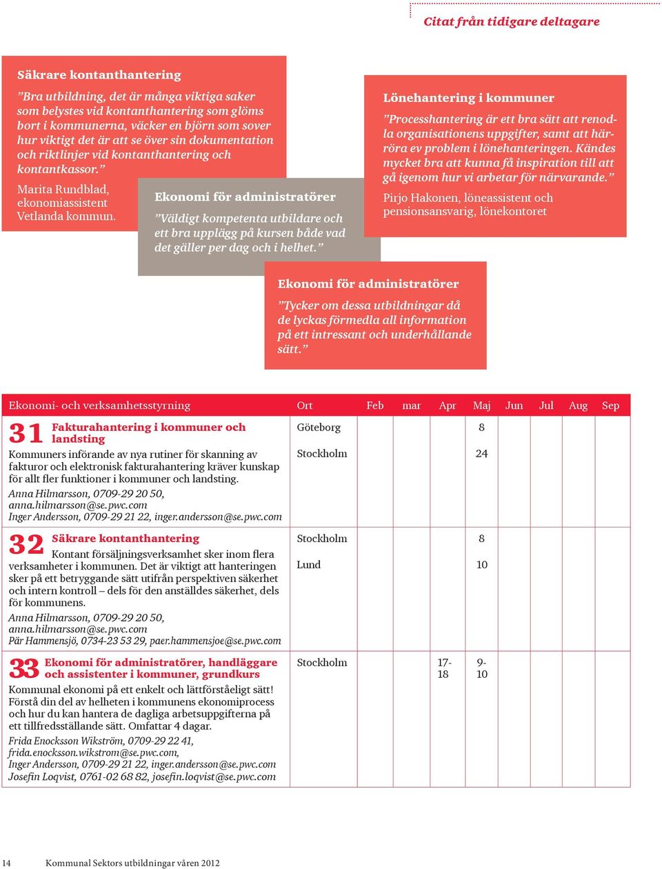 Ekonomi för administratörer Väldigt kompetenta utbildare och ett bra upplägg på kursen både vad det gäller per dag och i helhet.