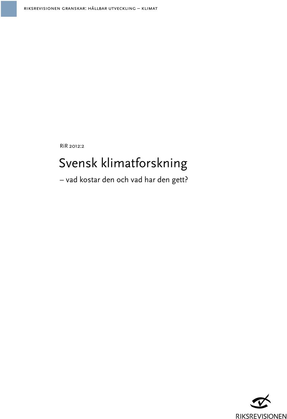 2012:2 Svensk klimatforskning