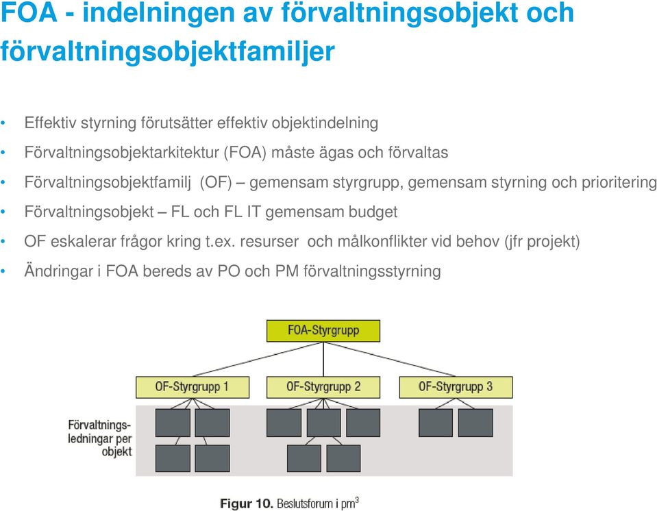 styrgrupp, gemensam styrning och prioritering Förvaltningsobjekt FL och FL IT gemensam budget OF eskalerar frågor