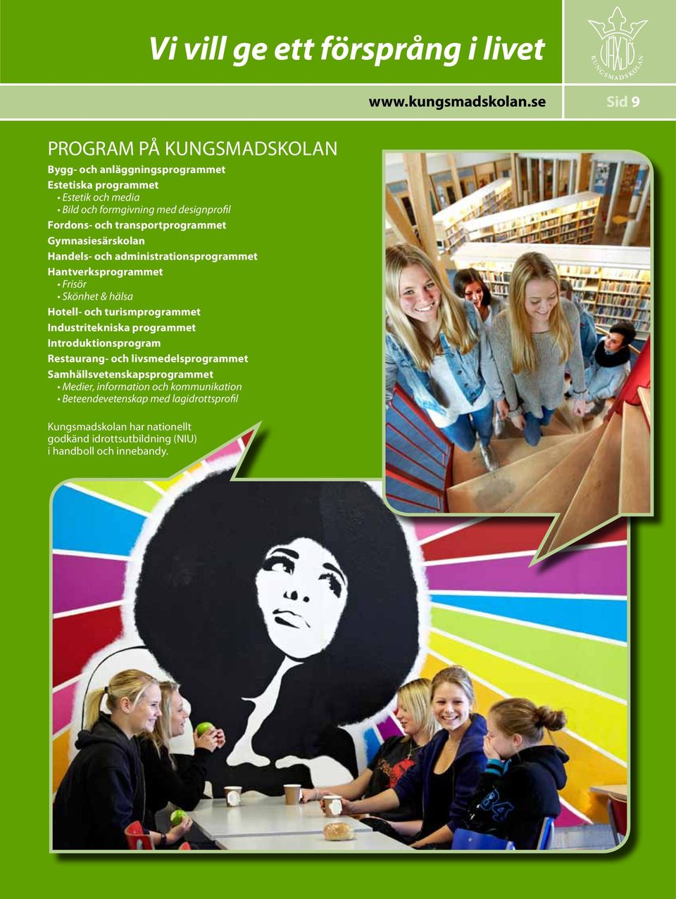 transportprogrammet Gymnasiesärskolan Handels- och administrationsprogrammet Hantverksprogrammet Frisör Skönhet & hälsa Hotell- och turismprogrammet