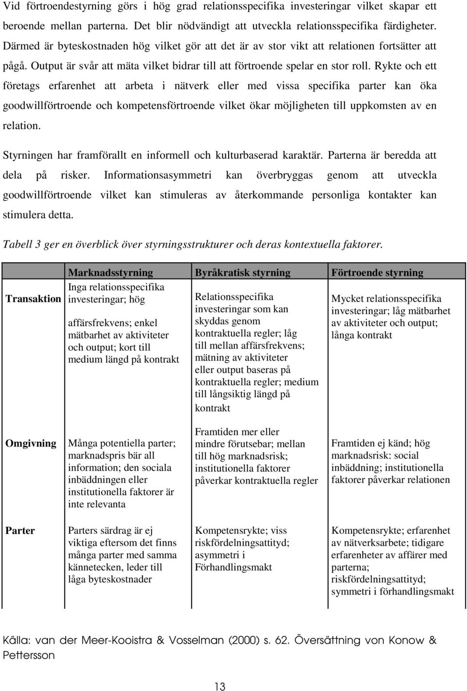 Rykte och ett företags erfarenhet att arbeta i nätverk eller med vissa specifika parter kan öka goodwillförtroende och kompetensförtroende vilket ökar möjligheten till uppkomsten av en relation.