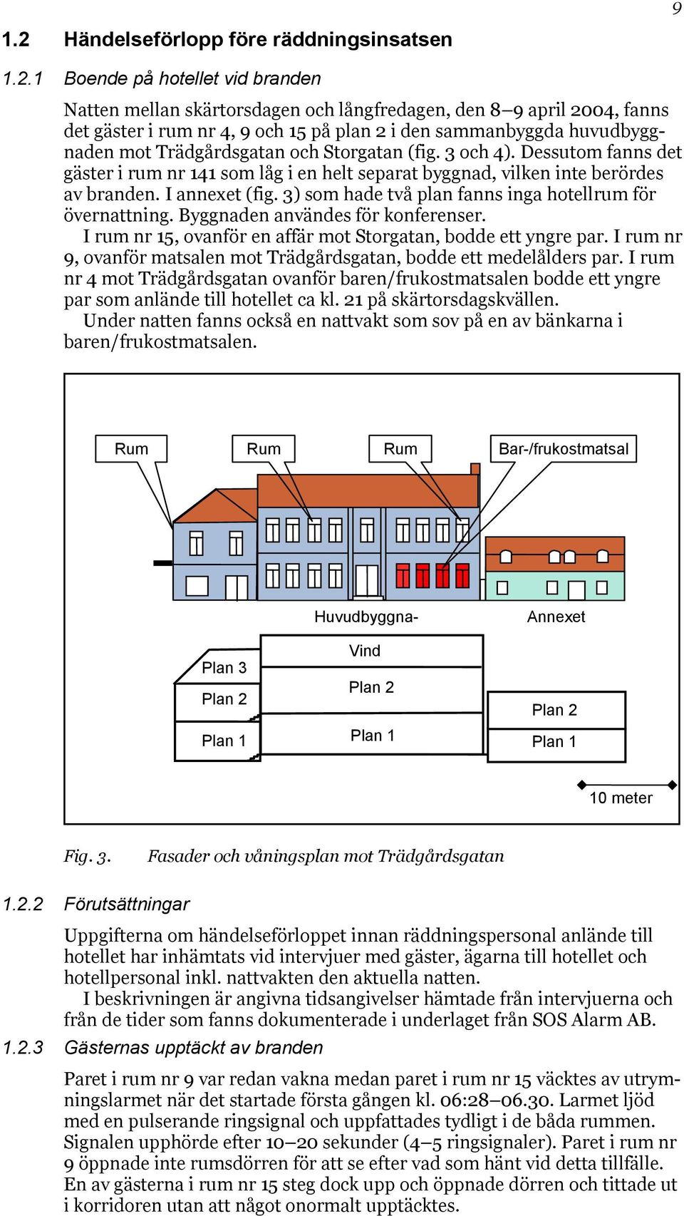 1 Boende på hotellet vid branden Natten mellan skärtorsdagen och långfredagen, den 8 9 april 2004, fanns det gäster i rum nr 4, 9 och 15 på plan 2 i den sammanbyggda huvudbyggnaden mot Trädgårdsgatan