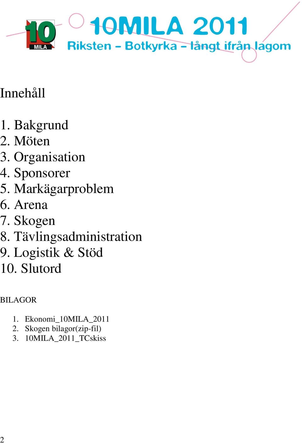 Tävlingsadministration 9. Logistik & Stöd 10.