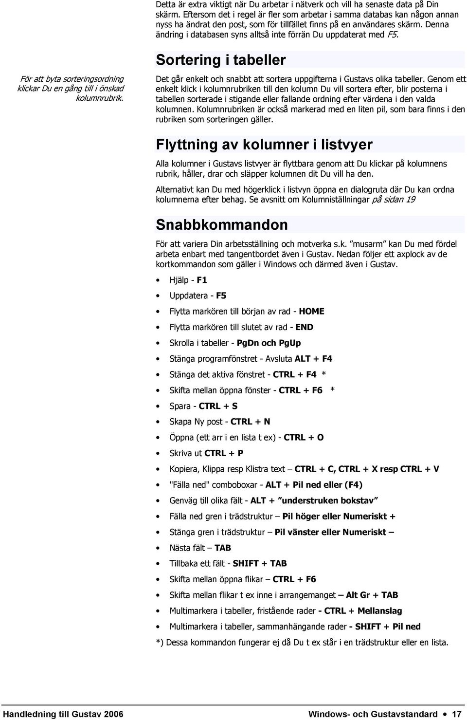 Denna ändring i databasen syns alltså inte förrän Du uppdaterat med F5. För att byta sorteringsordning klickar Du en gång till i önskad kolumnrubrik.