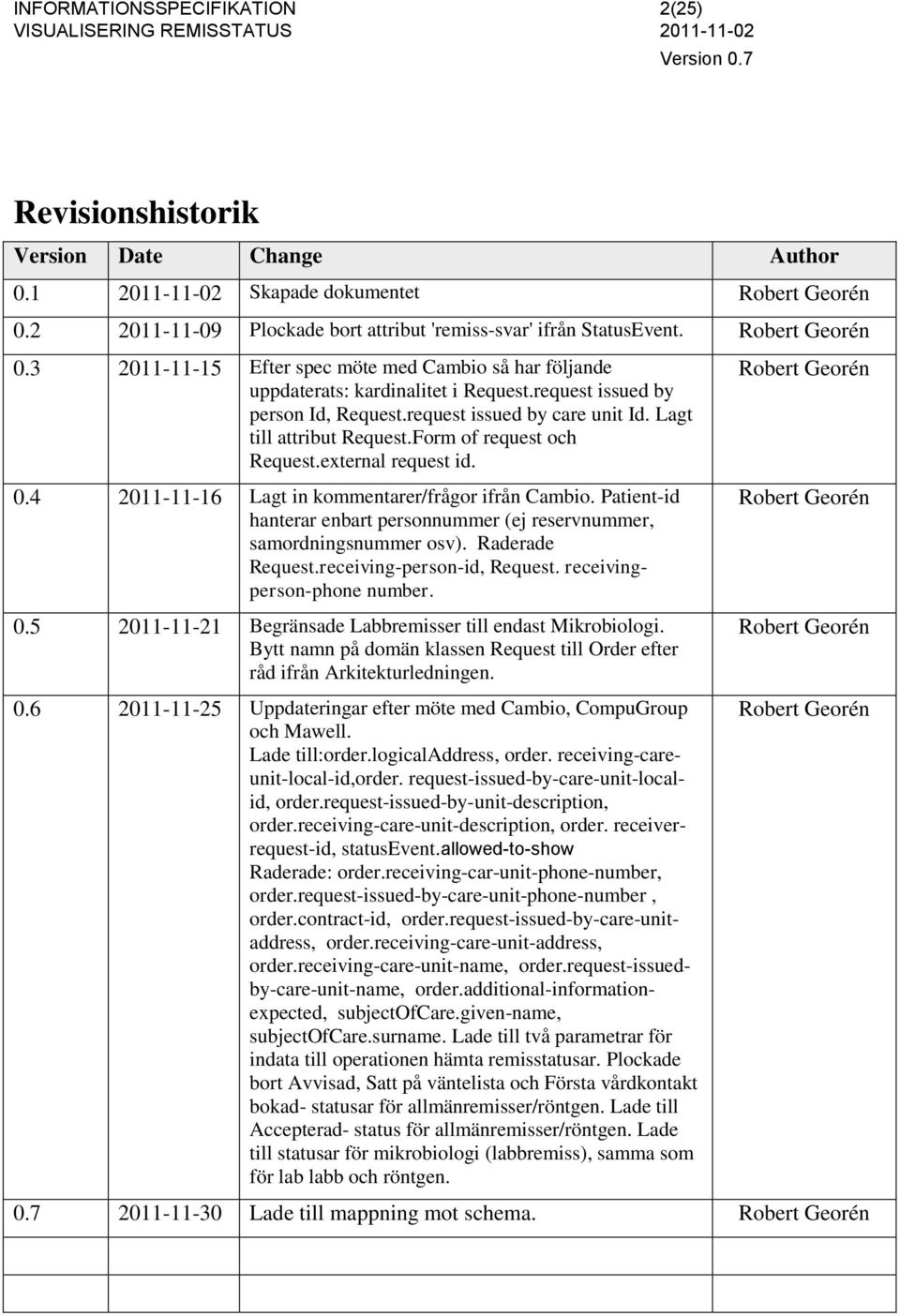 Patient-id hanterar enbart personnummer (ej reservnummer, samordningsnummer osv). Raderade Request.receiving-person-id, Request. receivingperson-phone number. 0.