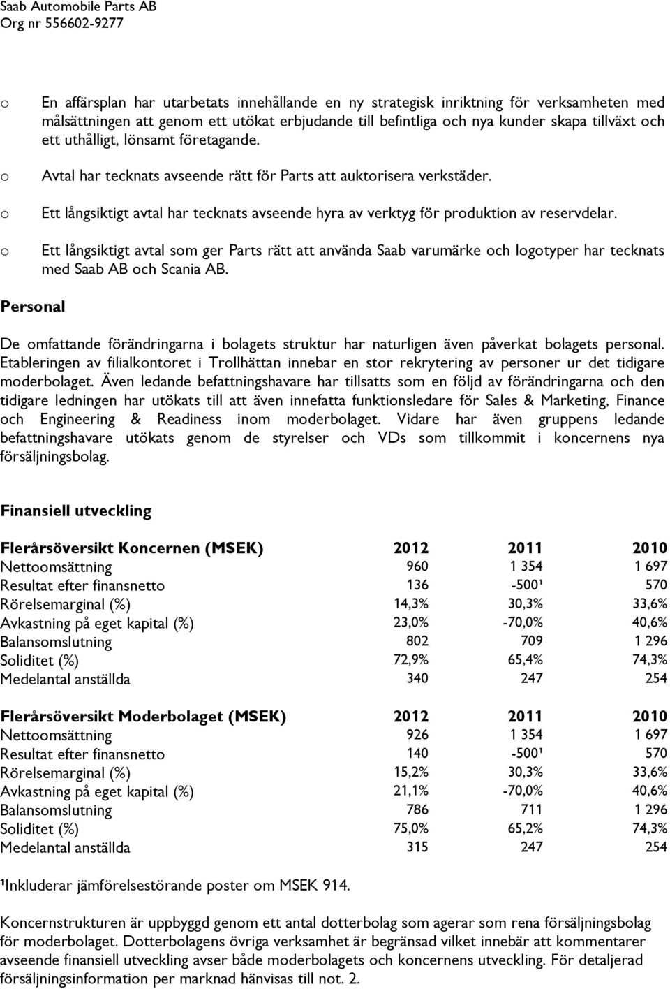 Ett långsiktigt avtal som ger Parts rätt att använda Saab varumärke och logotyper har tecknats med Saab AB och Scania AB.