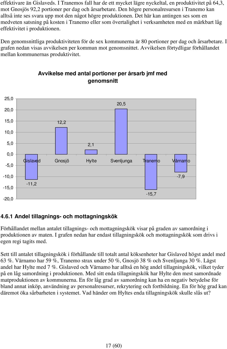 Det här kan antingen ses som en medveten satsning på kosten i Tranemo eller som övertalighet i verksamheten med en märkbart låg effektivitet i produktionen.