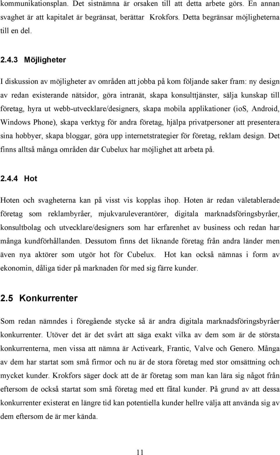 hyra ut webb-utvecklare/designers, skapa mobila applikationer (ios, Android, Windows Phone), skapa verktyg för andra företag, hjälpa privatpersoner att presentera sina hobbyer, skapa bloggar, göra