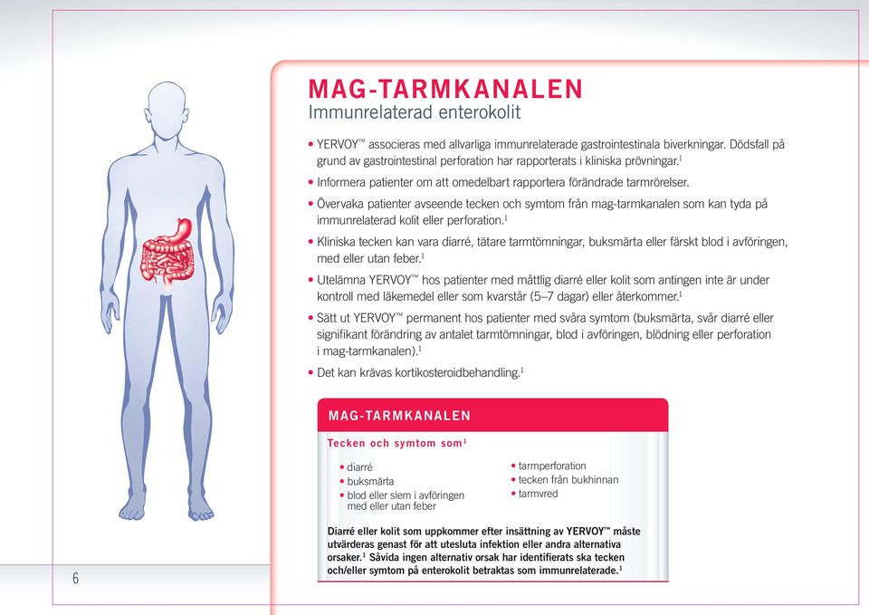 Övervaka patienter avseende tecken och symtom från mag-tarmkanalen som kan tyda på immunrelaterad kolit eller perforation.