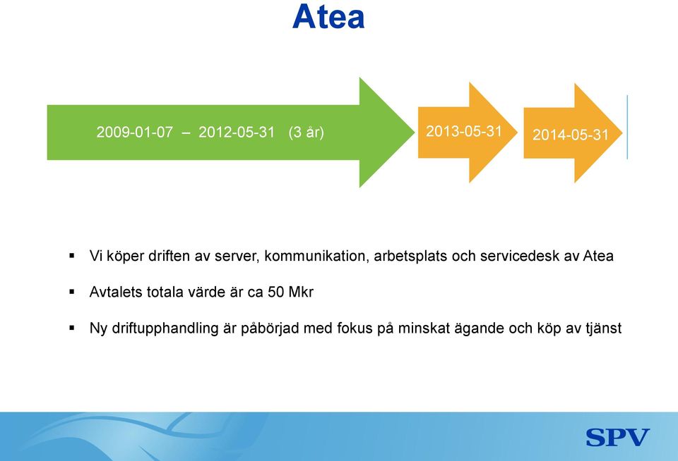 servicedesk av Atea Avtalets totala värde är ca 50 Mkr Ny
