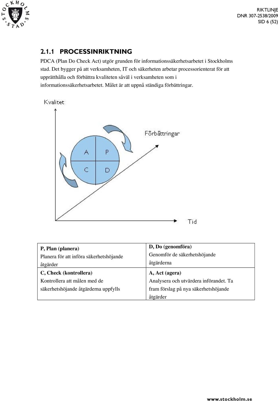 informationssäkerhetsarbetet. Målet är att uppnå ständiga förbättringar.